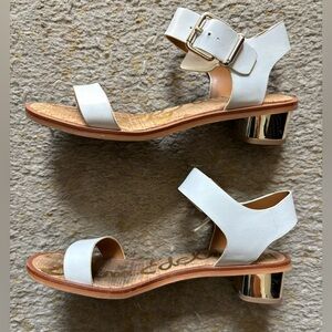 Sam Edelman White Sandals with Gold Heels Size 8